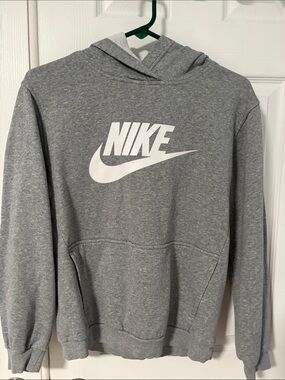 Nike Gray Heather Pullover Hoodie with White Swoosh